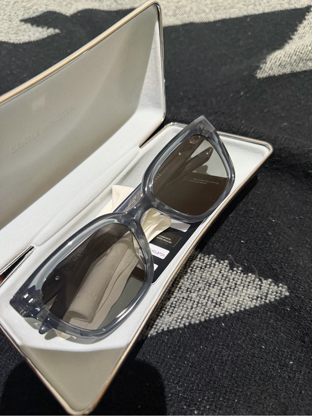 GENTLE MONSTER Men's Translucent Gray Frame Sunglasses with Dark Lenses